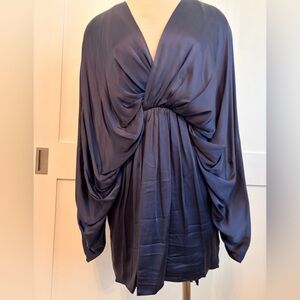 Got legs? Silk Navy Mini Dress with Long Sleeves by Fame and Partners